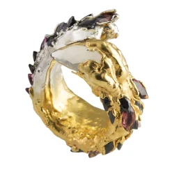 Tomfoolery Smoky Quartz & Pink Tourmaline Chunky Ring Discount