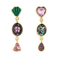 Tomfoolery Smoky Quartz Three Charm Moving Drop Earrings Discount