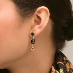 Tomfoolery Smoky Quartz Three Charm Moving Drop Earrings Discount
