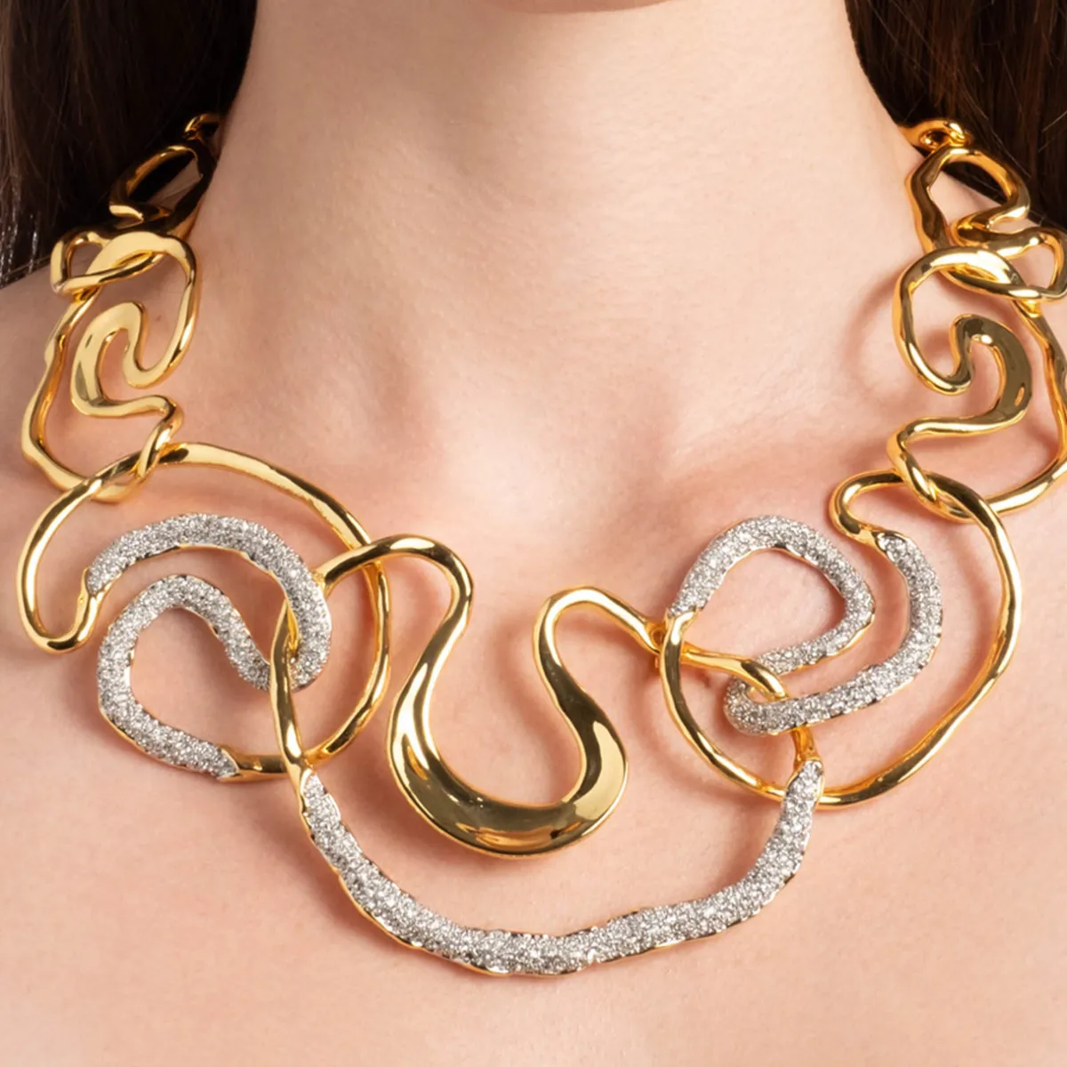 Tomfoolery Solanales Gold Crystal Intertwined Necklace Best