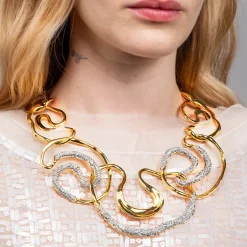 Tomfoolery Solanales Gold Crystal Intertwined Necklace Best