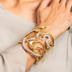 Tomfoolery Solanales Gold Crystal Intertwined Cuff Bracelet Best