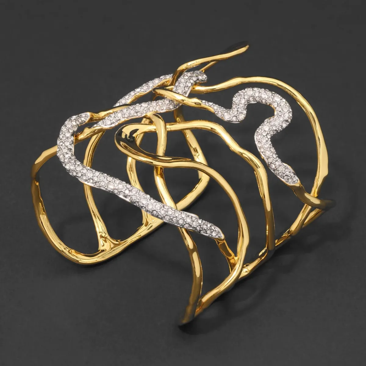 Tomfoolery Solanales Gold Crystal Intertwined Cuff Bracelet Best