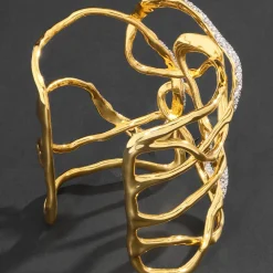 Tomfoolery Solanales Gold Crystal Intertwined Cuff Bracelet Best