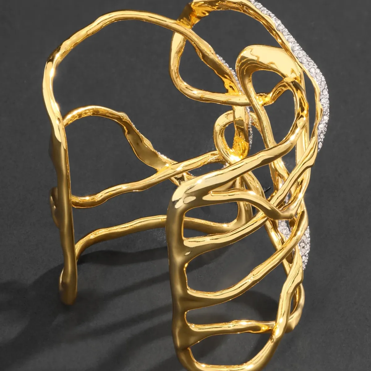 Tomfoolery Solanales Gold Crystal Intertwined Cuff Bracelet Best