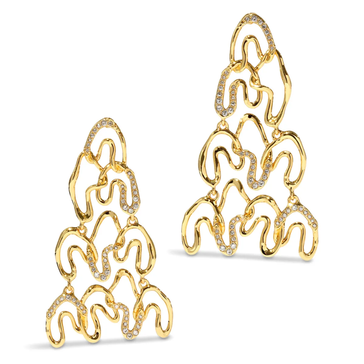 Tomfoolery Solanales Gold Crystal Large Chandelier Earrings Discount