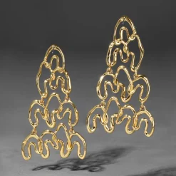 Tomfoolery Solanales Gold Crystal Large Chandelier Earrings Discount