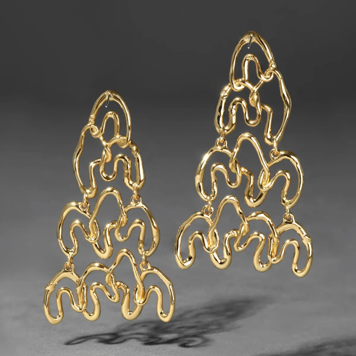 Tomfoolery Solanales Gold Crystal Large Chandelier Earrings Discount
