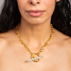 Tomfoolery Solanales Gold Crystal Toggle Necklace Best