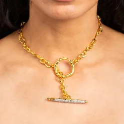 Tomfoolery Solanales Gold Crystal Toggle Necklace Best
