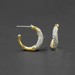 Tomfoolery Solanales Gold Crystal Twist Mini Hoops Outlet