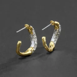Tomfoolery Solanales Gold Crystal Twist Mini Hoops Outlet