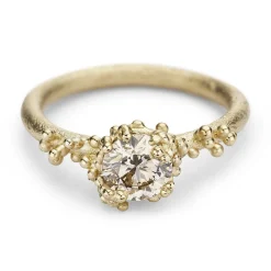 Tomfoolery Solitaire Champagne Diamond Ring with Granules Best
