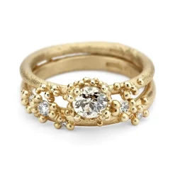 Tomfoolery Solitaire Champagne Diamond Ring with Granules Best