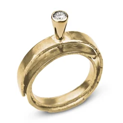 Tomfoolery Solitario Ring 18ct Yellow Gold & Diamonds Hot