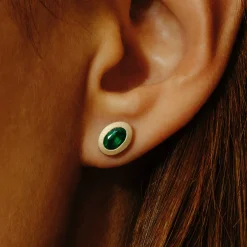 Tomfoolery SOLO Bezel Set Emerald Studs Best