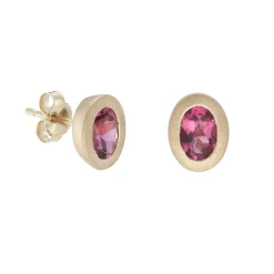 Tomfoolery SOLO Bezel Set Pink Tourmaline Studs Discount