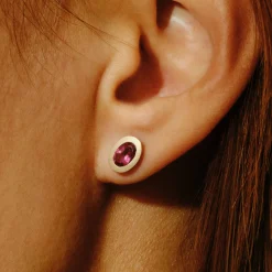 Tomfoolery SOLO Bezel Set Pink Tourmaline Studs Discount
