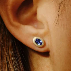 Tomfoolery SOLO Bezel Set Tanzanite Studs Hot