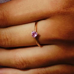 Tomfoolery SOLO Heart Pink Sapphire Stacking Ring Outlet