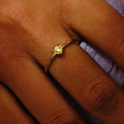 Tomfoolery SOLO Heart Yellow Sapphire Stacking Ring New