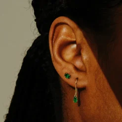 Tomfoolery SOLO Oval Emerald Drop Earrings(Out of Stock) Clearance