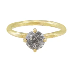 Tomfoolery SOLO Salt and Pepper Brilliant Cut Diamond Yellow Gold Ring Best