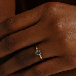 Tomfoolery SOLO Salt and Pepper Brilliant Cut Diamond Yellow Gold Ring Best