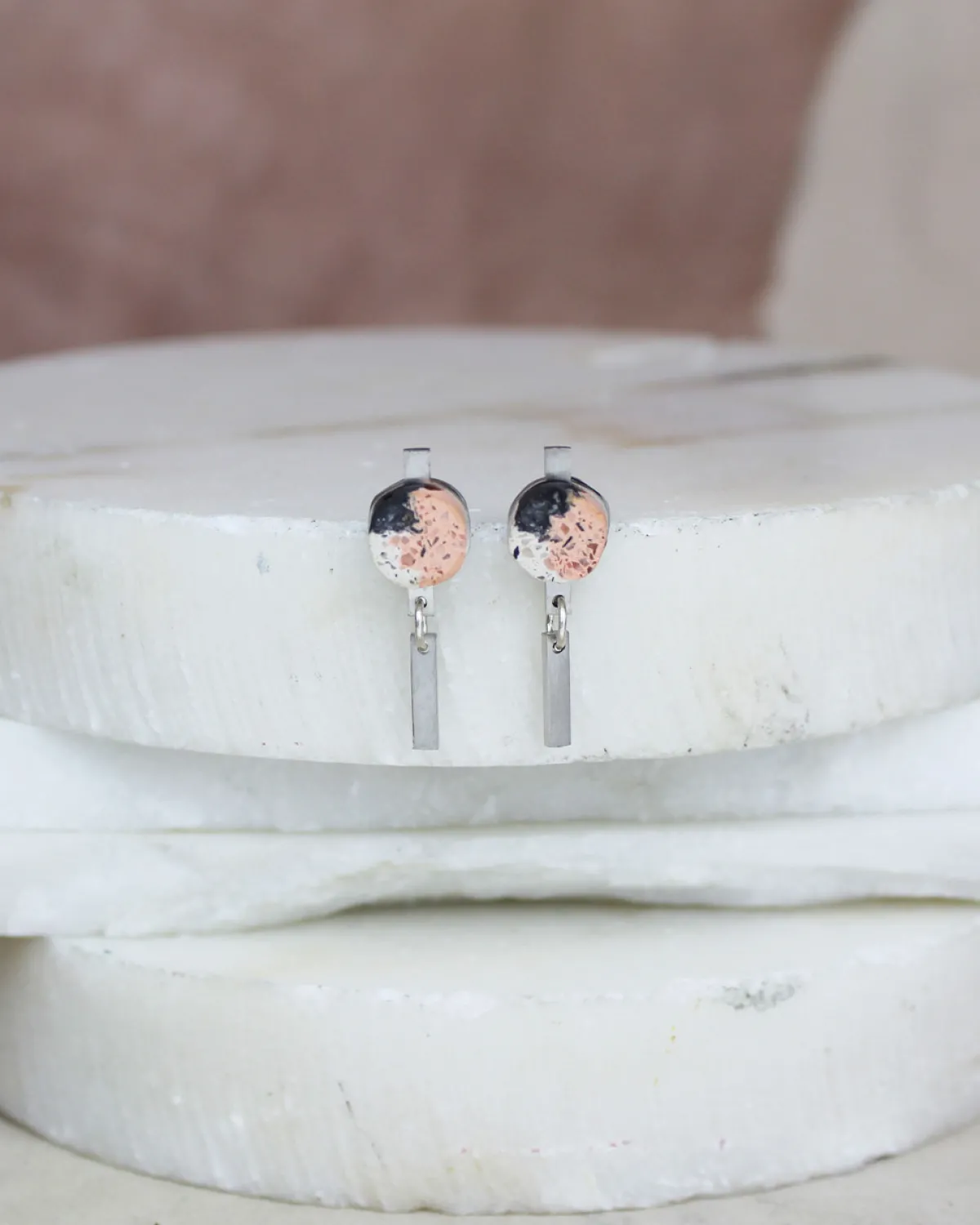 Tomfoolery Spar Earrings in Coral Hot