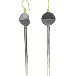 Tomfoolery Spine Disc Bar Dangle Long Earrings Discount