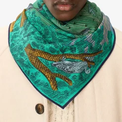 Tomfoolery Square 100 Reve Printed Scarf Forest Outlet