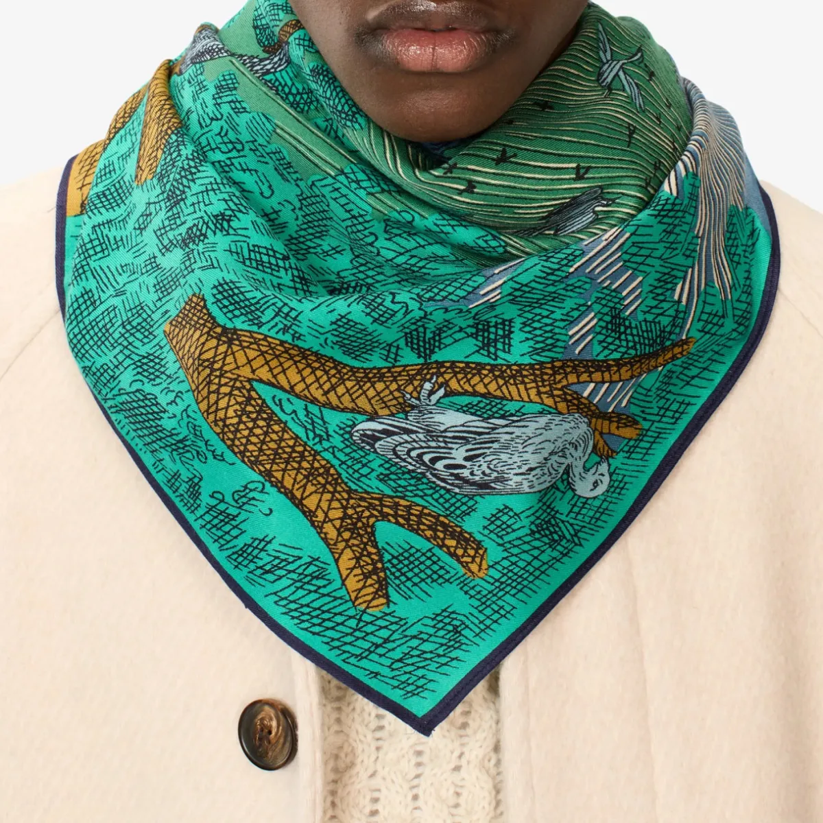 Tomfoolery Square 100 Reve Printed Scarf Forest Outlet