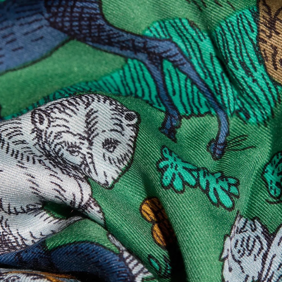 Tomfoolery Square 100 Reve Printed Scarf Forest Outlet