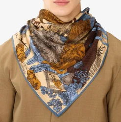 Tomfoolery Square 100 Reve Printed Scarf Beige Sale