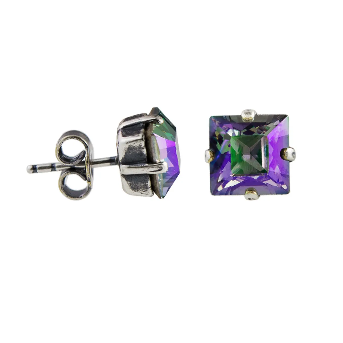 Tomfoolery Square Crystal Stud Earrings New