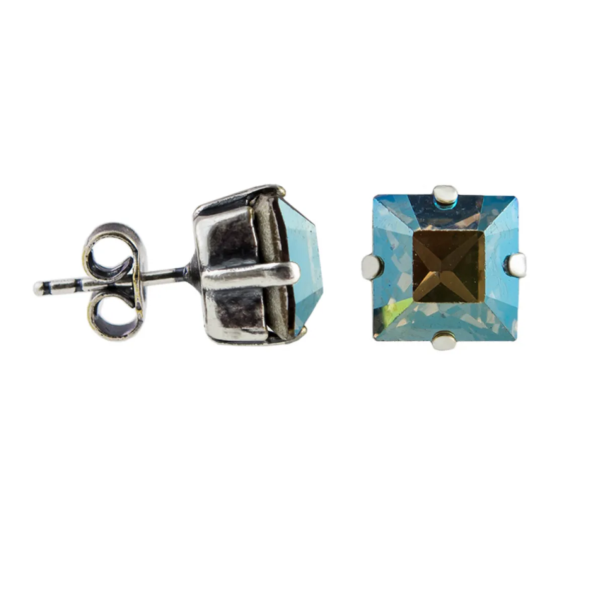 Tomfoolery Square Crystal Stud Earrings New