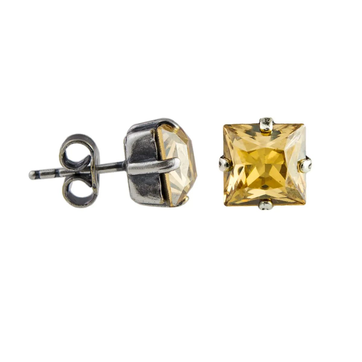 Tomfoolery Square Crystal Stud Earrings New