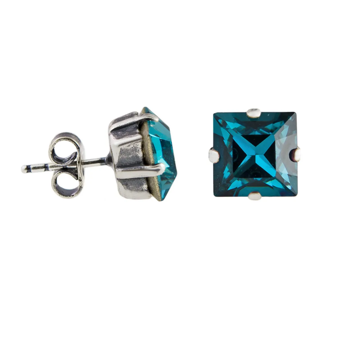 Tomfoolery Square Crystal Stud Earrings New