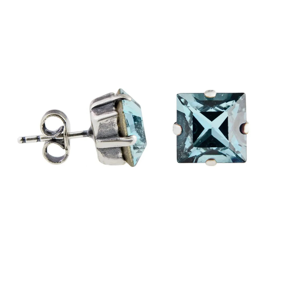 Tomfoolery Square Crystal Stud Earrings New