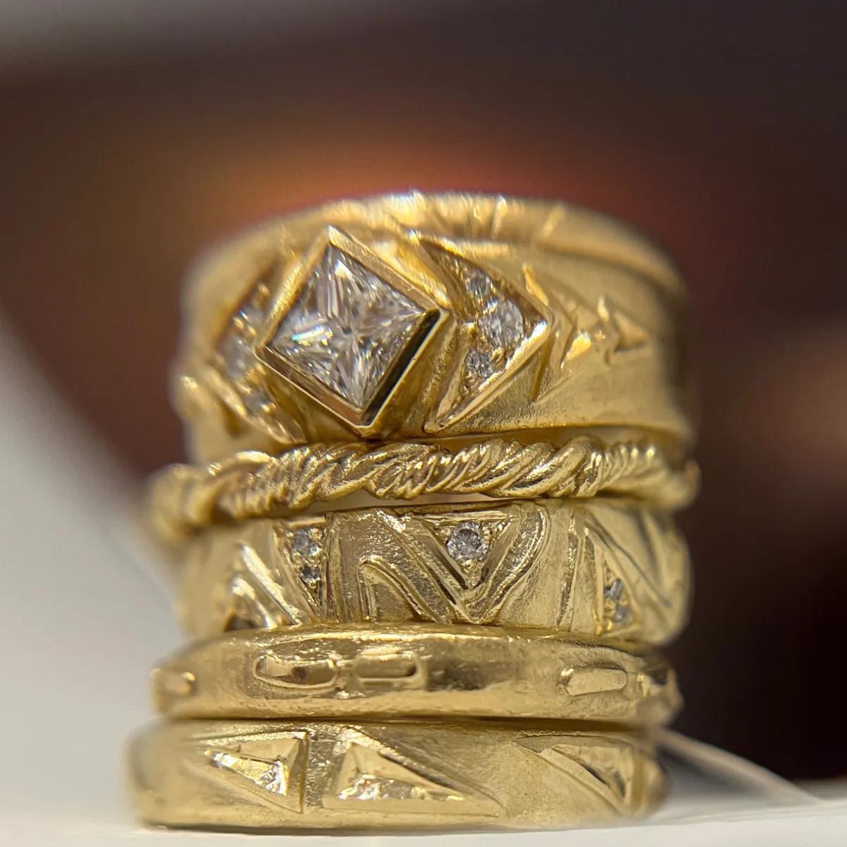 Tomfoolery Square Diamond Reflections Ring Discount