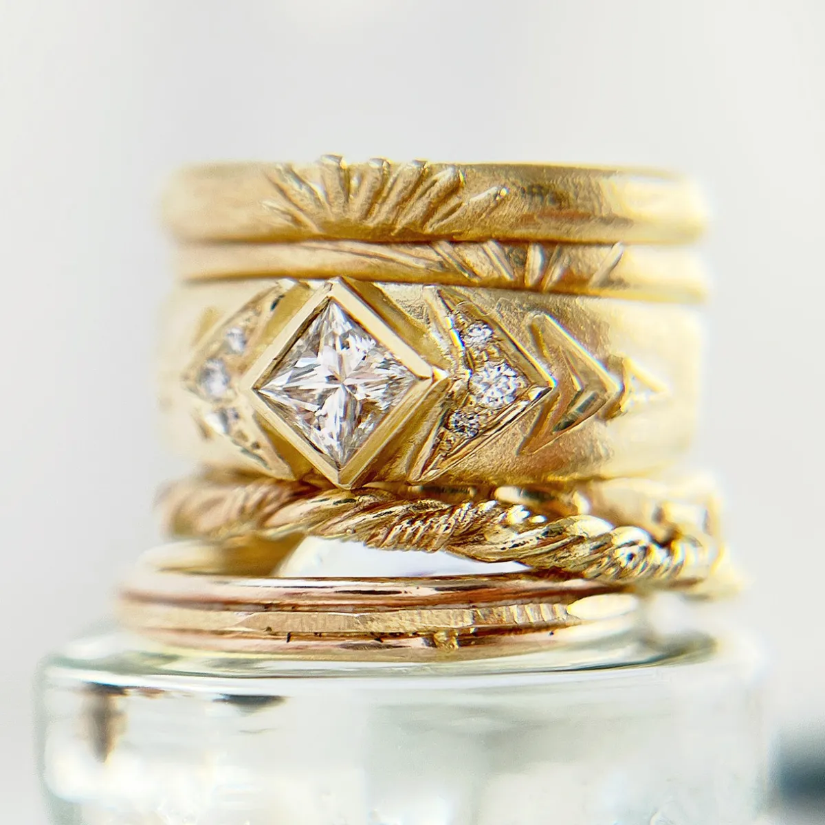 Tomfoolery Square Diamond Reflections Ring Discount