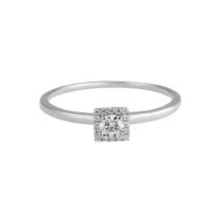 Tomfoolery Square Halo Diamond Solitaire Ring Clearance