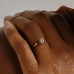 Tomfoolery Square Halo Diamond Solitaire Ring Clearance