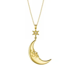Tomfoolery Star Struck Crescent Moonface Pendant Online