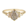 Tomfoolery Stardust Bea 14ct Yellow Gold Oval Grey & White Diamond Ring Fashion