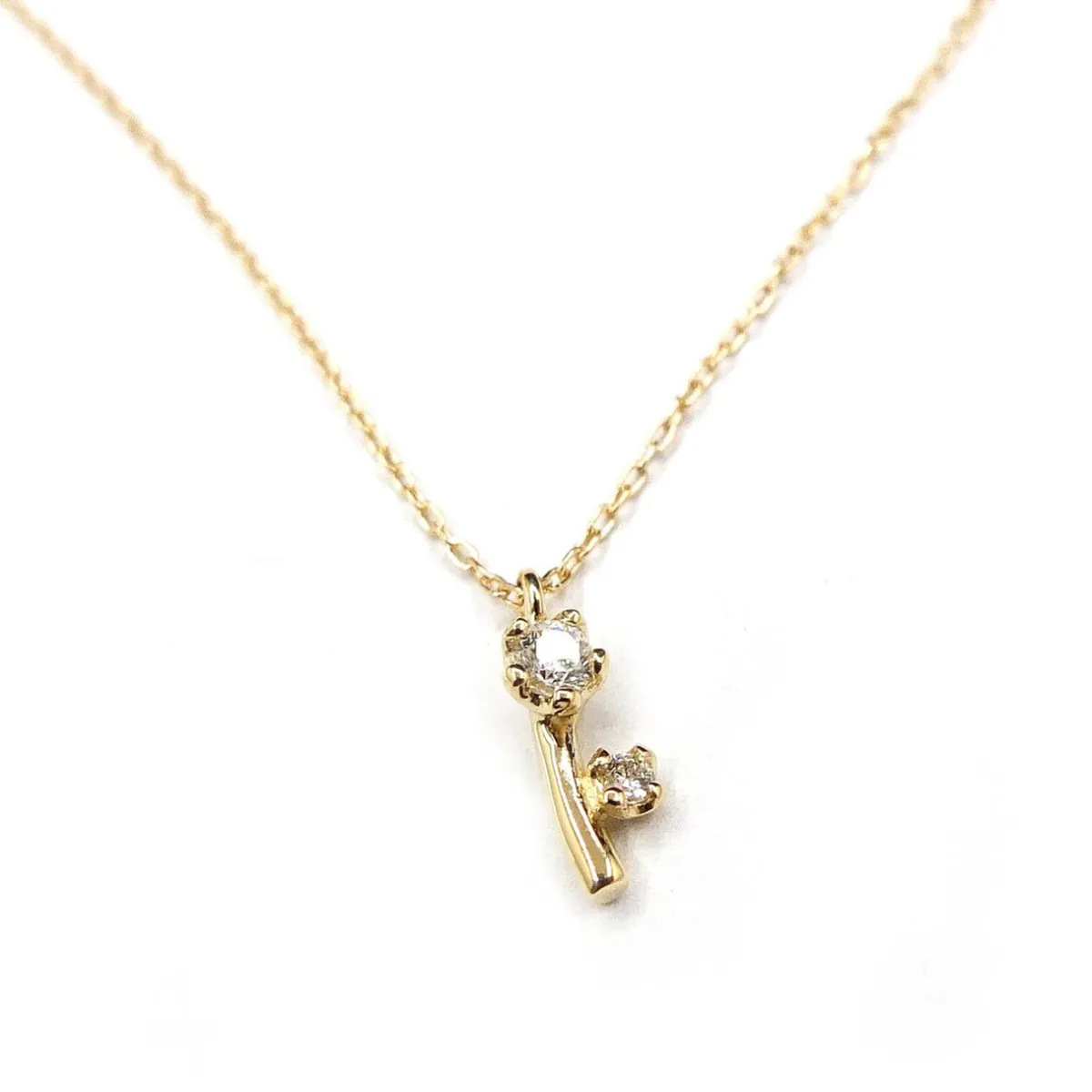 Tomfoolery Stem Of Flower Necklace with White Diamond Fashion