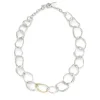 Tomfoolery Stone Drawing Necklace Silver with Gold Link Best