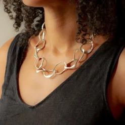 Tomfoolery Stone Drawing Necklace Silver Clearance