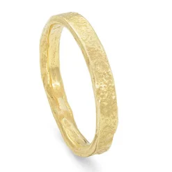 Tomfoolery Stone Slim Textured 18ct Yellow Gold Wedding Band Discount