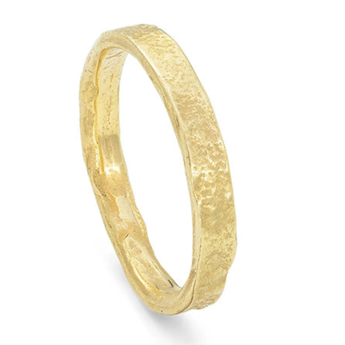 Tomfoolery Stone Slim Textured 18ct Yellow Gold Wedding Band Discount